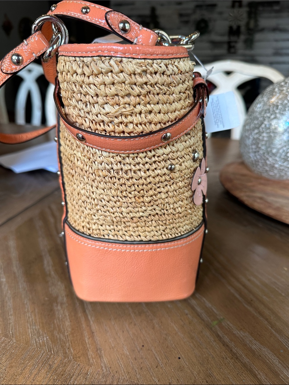Coach Floral Embellished Straw Natalie Tote NWT - Picture 15 of 16